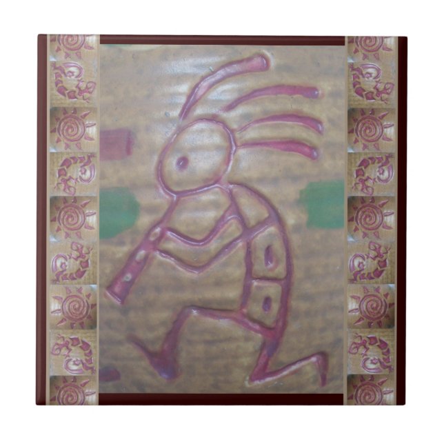 Earthenware Kokopelli Ceramic Tile (Front)