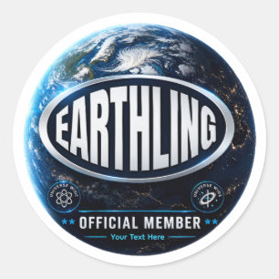 Earthling Official Member Badge Design Classic Round Sticker