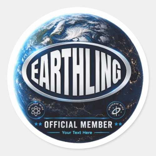 Earthling Official Member Badge Design Classic Round Sticker