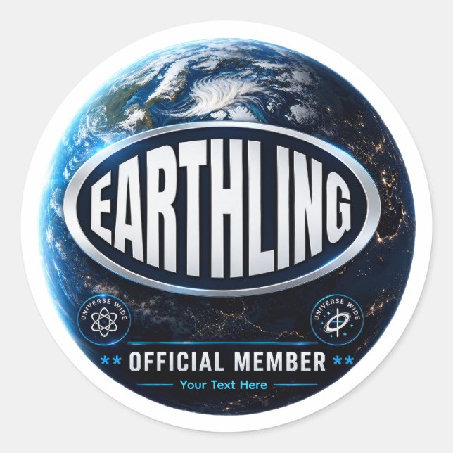 Earthling Official Member Badge Design Classic Round Sticker (Front)
