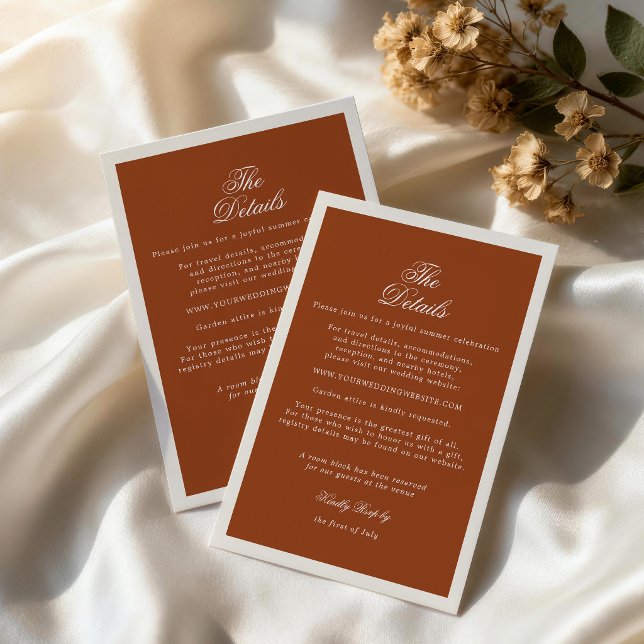 Earthly Chic Terracotta Wedding Details Card (Creator Uploaded)