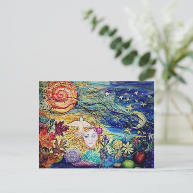 "Earthly Delights" original watercolor painting Postcard (Standing Front)