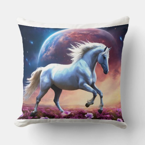 Earthly Elegance Majestic Pegasus in Graceful Str Throw Pillow