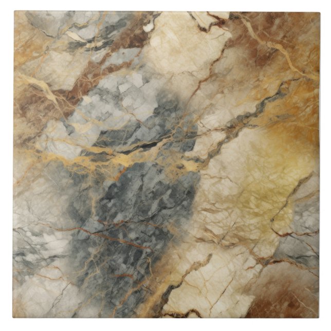 Earthly Tone Marble Pattern Ceramic Tile (Front)