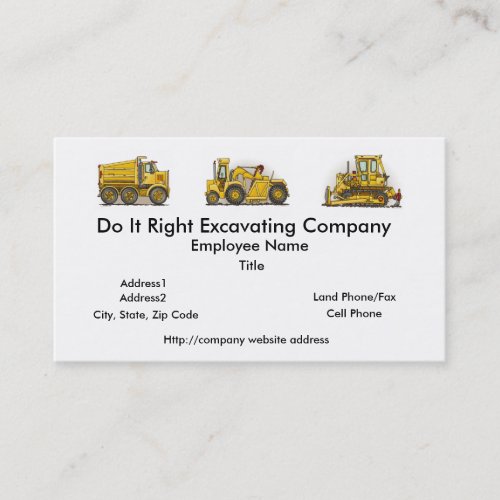 Earthmover Construction Busines Cards Business Card Template