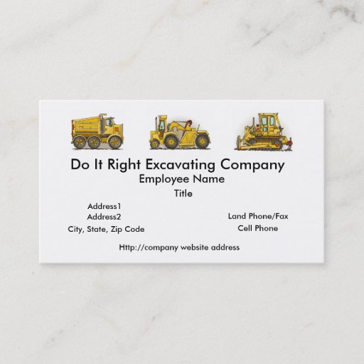 Customizable Earthmover Construction Busines Cards Business Card Template
