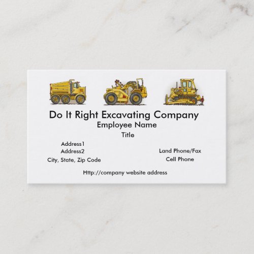 Earthmover Scraper Business Cards
