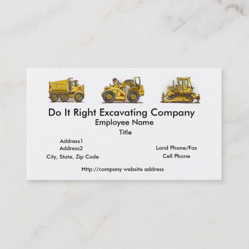 Customizable Earthmover Scraper Business Cards