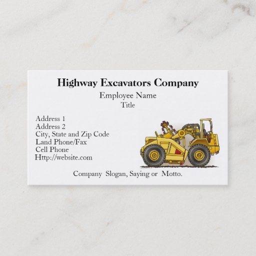 Customizable Earthmover Scraper Business Cards