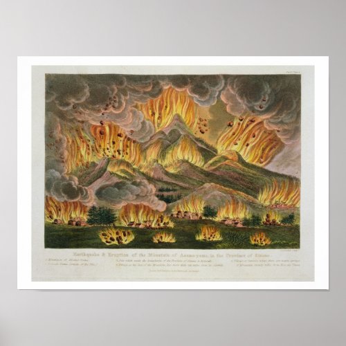 Earthquake and Eruption of the Mountain of Asama_y Poster