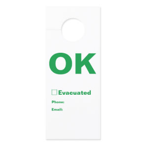 Earthquake Safety Need Help I'm Okay Door Hanger