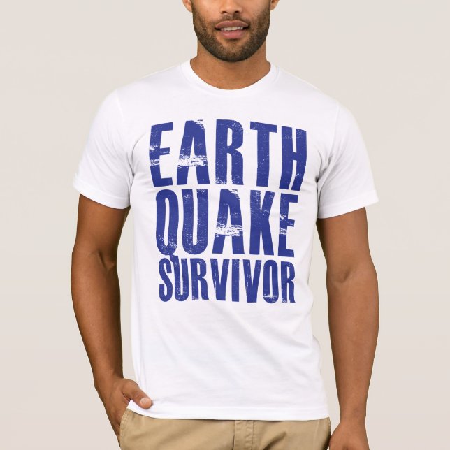 Earthquake Survivor - Blue T-Shirt (Front)