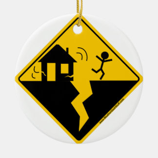 Earthquake Warning Merchandise and Clothing Ceramic Ornament