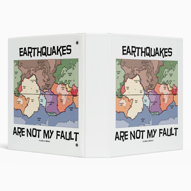 Earthquakes Are Not My Fault Plate Tectonics Map 3 Ring Binder (Background)