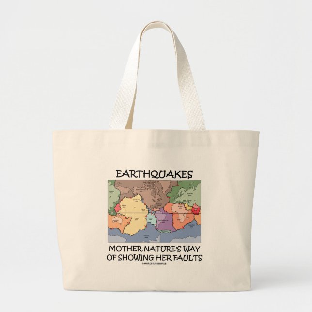 Earthquakes Mother Nature's Way Showing Faults Large Tote Bag (Front)
