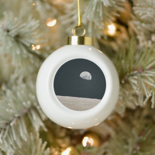 Earthrise A Tranquil View from the Moon Ceramic Ball Christmas Ornament