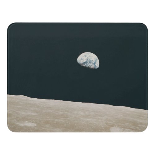 Earthrise A Tranquil View from the Moon Door Sign