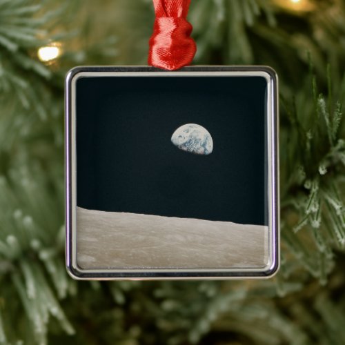 Earthrise A Tranquil View from the Moon Metal Ornament
