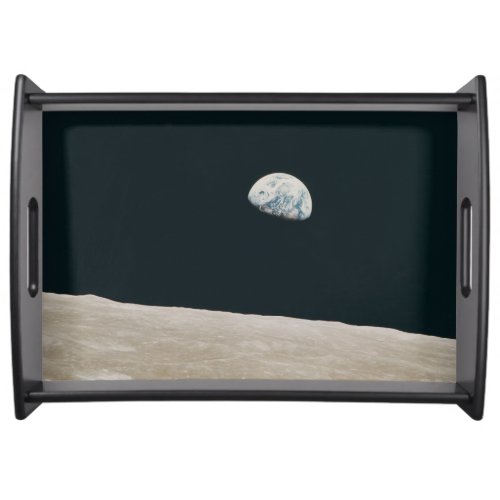 Earthrise A Tranquil View from the Moon Serving Tray