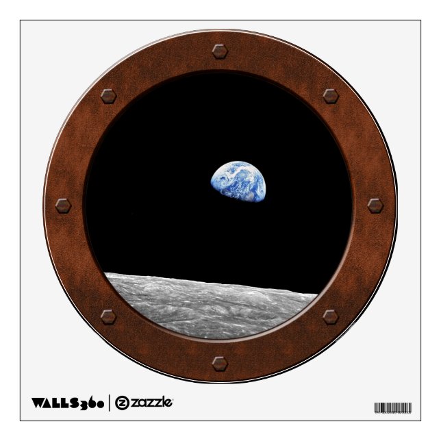 Earthrise - Apollo 8 Steampunk Porthole Window Wall Decal (Front)