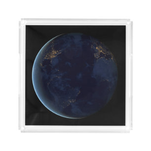 Earth's City Lights At Night Acrylic Tray