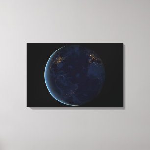 Earth's City Lights At Night Canvas Print