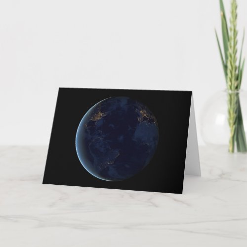 Earths City Lights At Night Card