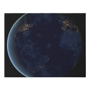 Earth's City Lights At Night Faux Canvas Print