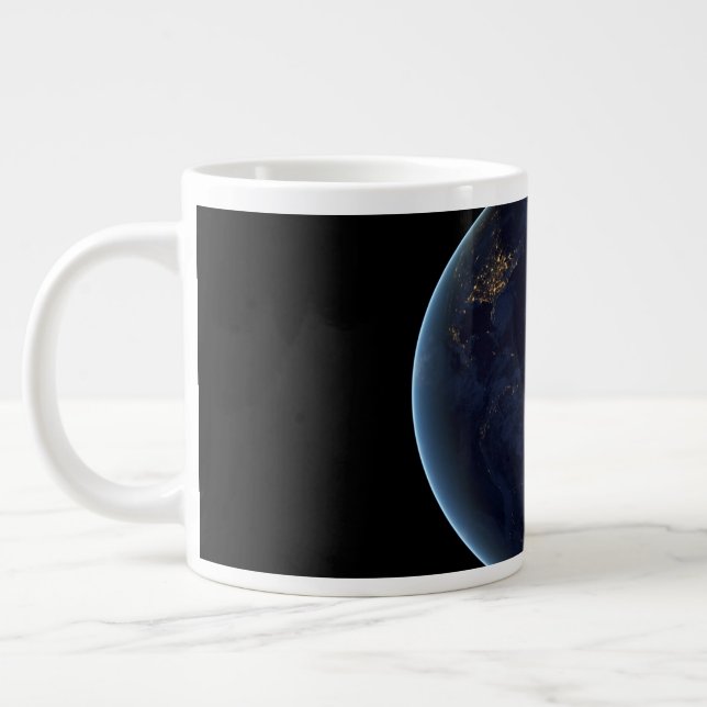 Earth's City Lights At Night Giant Coffee Mug (Left)
