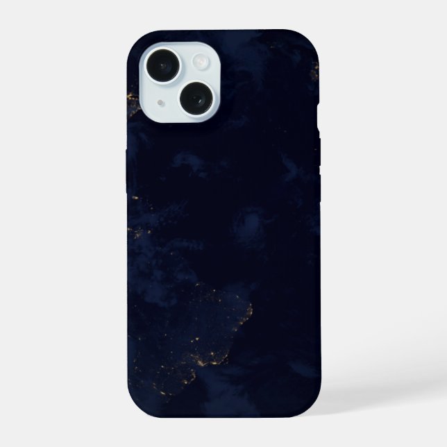 Earth's City Lights At Night iPhone 15 Case (Back)
