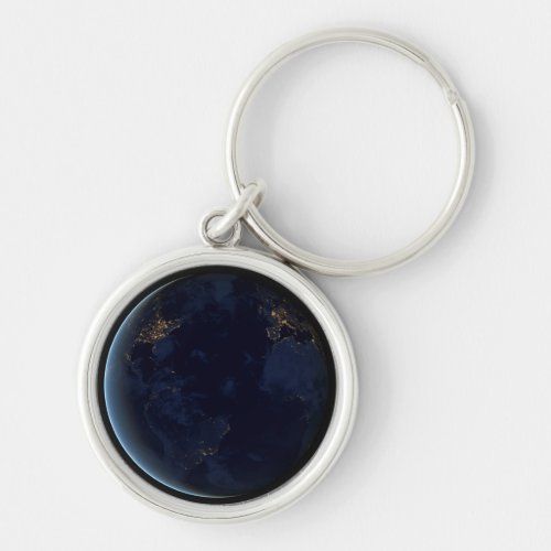 Earths City Lights At Night Keychain