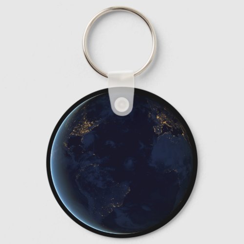 Earths City Lights At Night Keychain