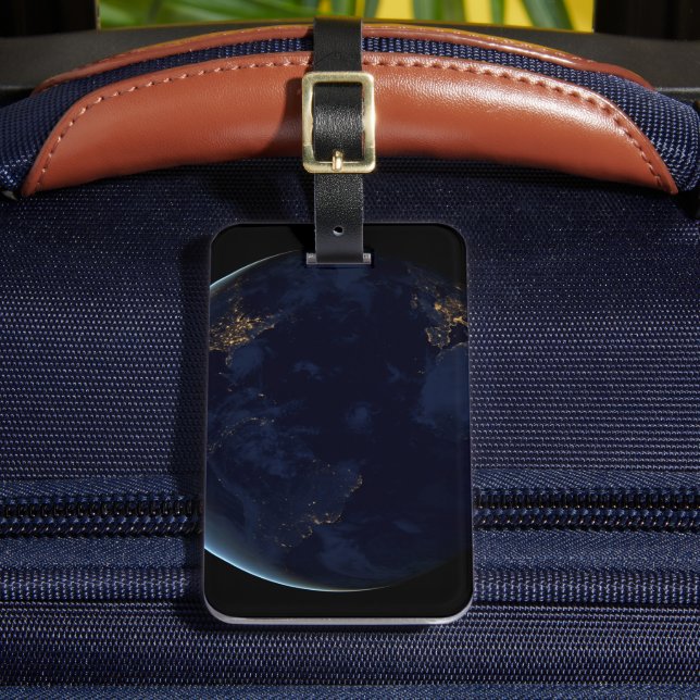 Earth's City Lights At Night Luggage Tag (Front Insitu 2)
