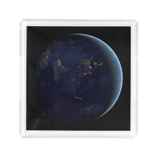 Earth's City Lights At Night On Asia And Australia Acrylic Tray