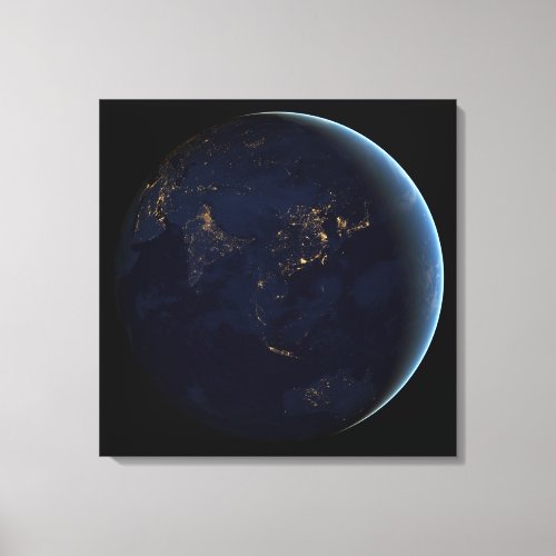 Earths City Lights At Night On Asia And Australia Canvas Print