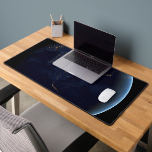 Earth's City Lights At Night On Asia And Australia Desk Mat