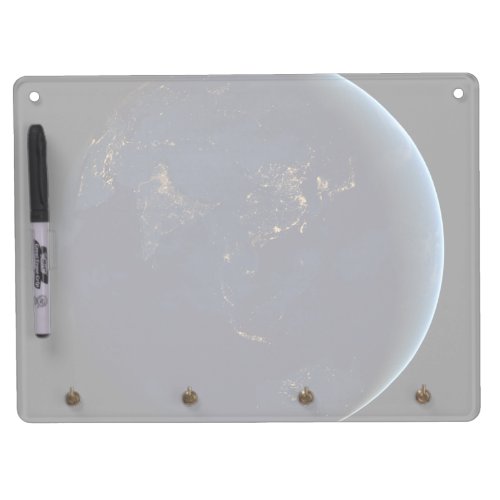 Earths City Lights At Night On Asia And Australia Dry Erase Board With Keychain Holder
