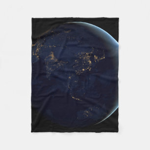 Earth's City Lights At Night On Asia And Australia Fleece Blanket