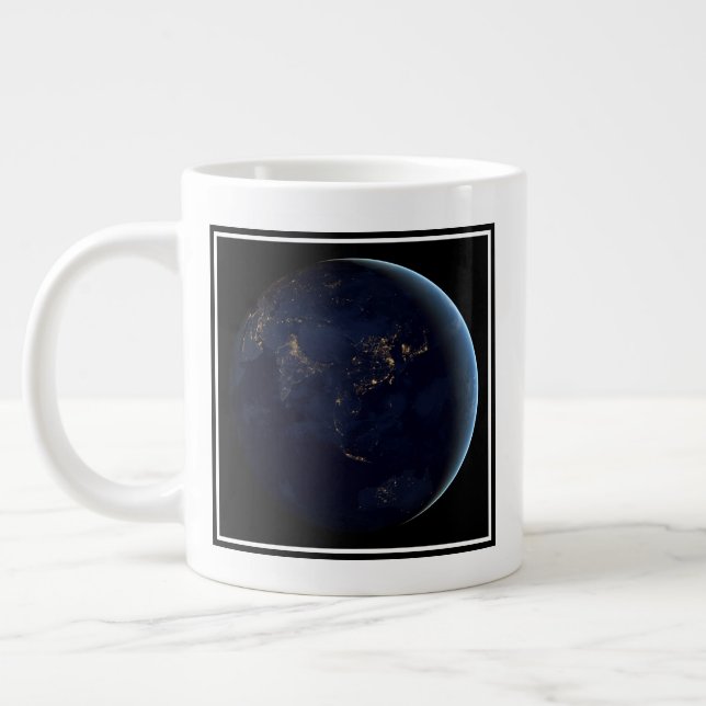 Earth's City Lights At Night On Asia And Australia Giant Coffee Mug (Left)