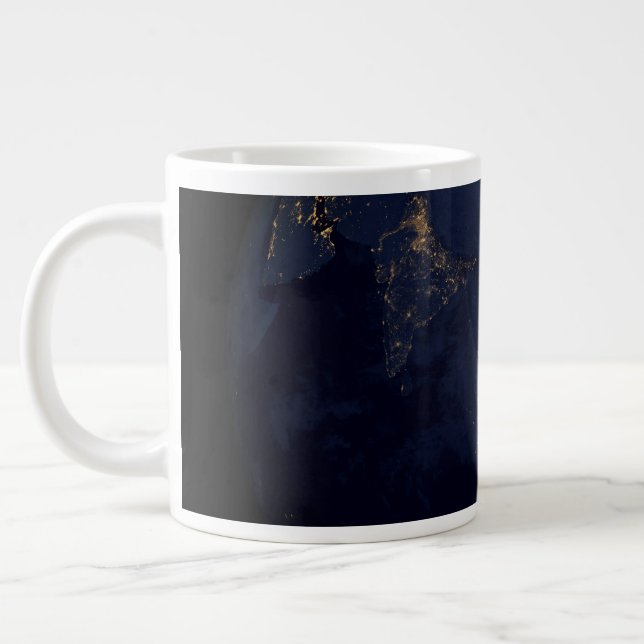Earth's City Lights At Night On Asia And Australia Giant Coffee Mug (Left)
