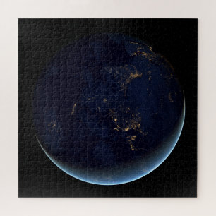 Earth's City Lights At Night On Asia And Australia Jigsaw Puzzle