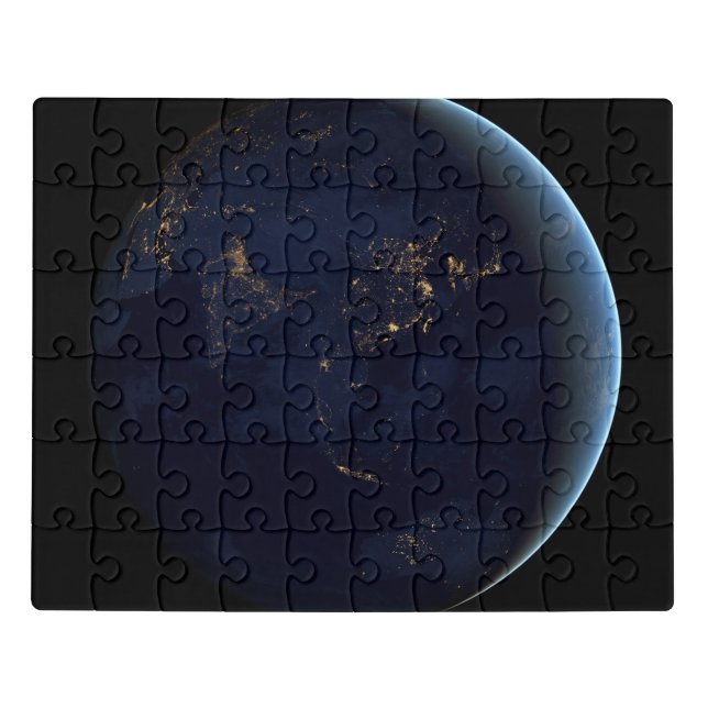 Earth's City Lights At Night On Asia And Australia Jigsaw Puzzle (Puzzle Horizontal)