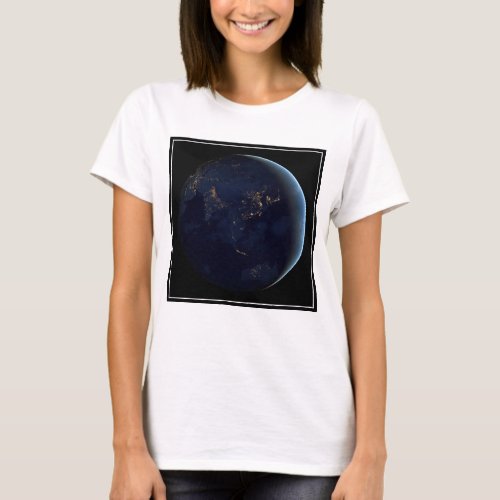 Earths City Lights At Night On Asia And Australia T_Shirt