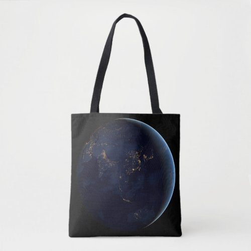 Earths City Lights At Night On Asia And Australia Tote Bag