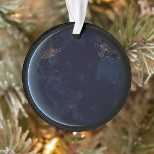 Earth's City Lights At Night Ornament