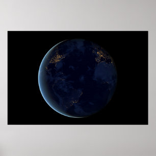 Earth's City Lights At Night Poster
