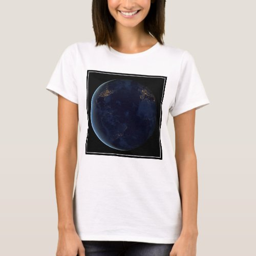 Earths City Lights At Night T_Shirt