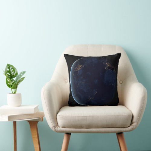 Earths City Lights At Night Throw Pillow