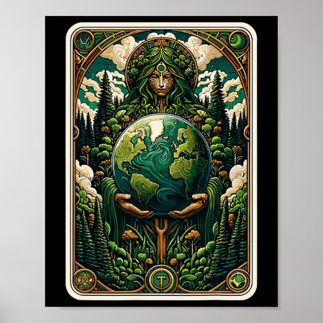 Earth's Guardian Enchanting Nature Art Tarot Card  Poster (Front)