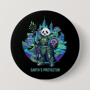 Earth's Protector Panda Knight Solarpunk Eco Button